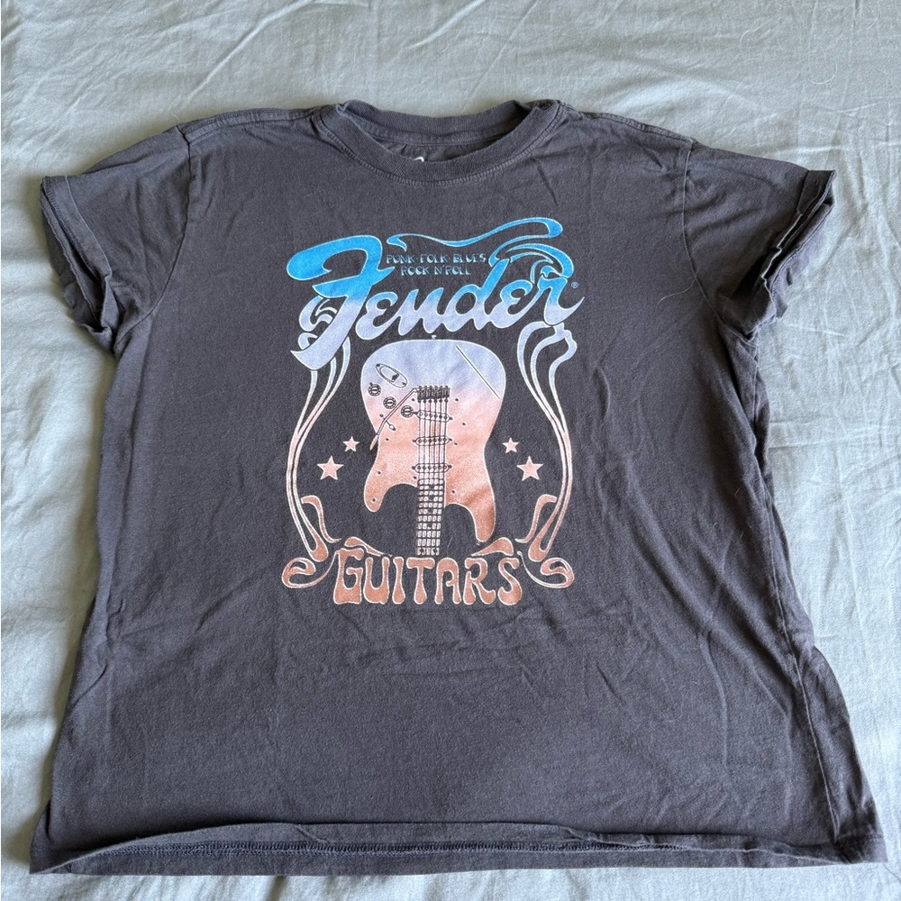 Fender Brown T-Shirt with Blue Accents